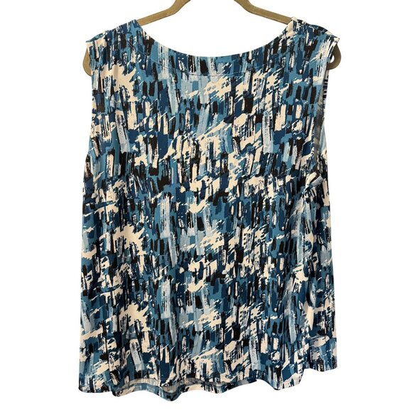 Jones Studio Womens Abstract Blue Sleeveless Top Sz 2X blouse - Picture 7 of 12